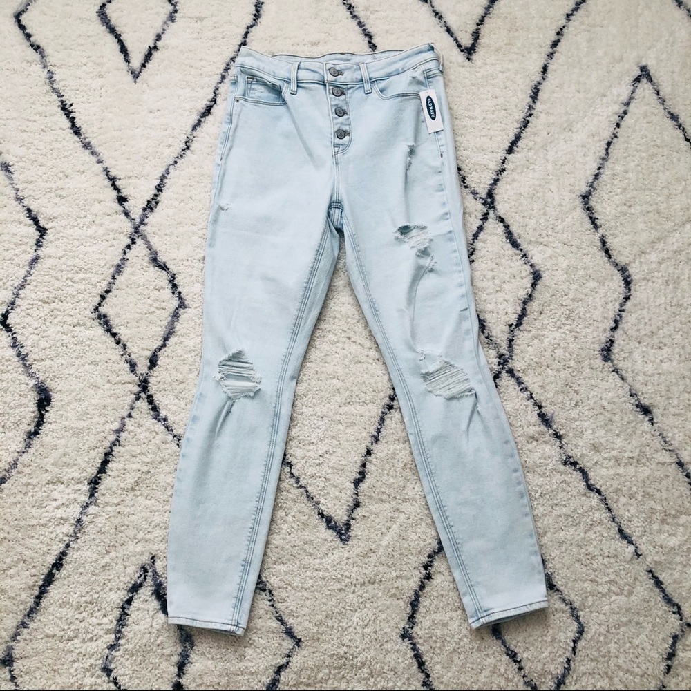 High-waisted distressed skinny rockstar jeans